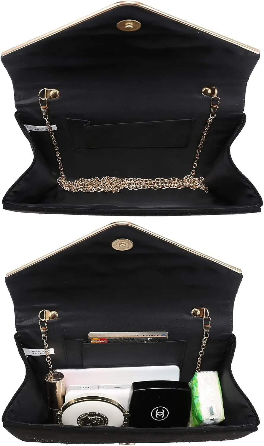 Dasein Women Rhinestone Evening Bag Faux Suede Clutch Formal Party Sparkly Purses Cocktail Wedding Handbag