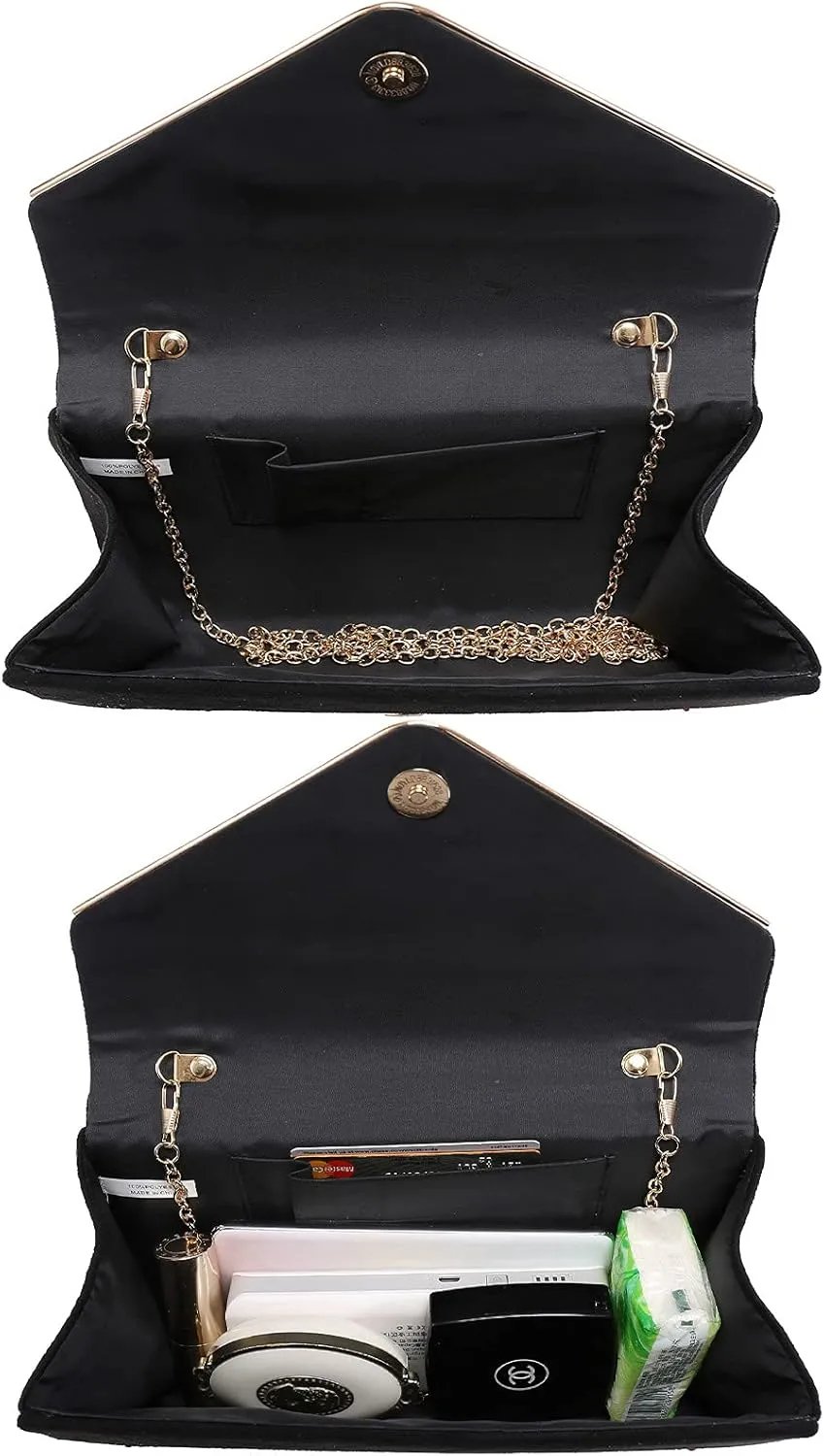 Dasein Women Rhinestone Evening Bag Faux Suede Clutch Formal Party Sparkly Purses Cocktail Wedding Handbag