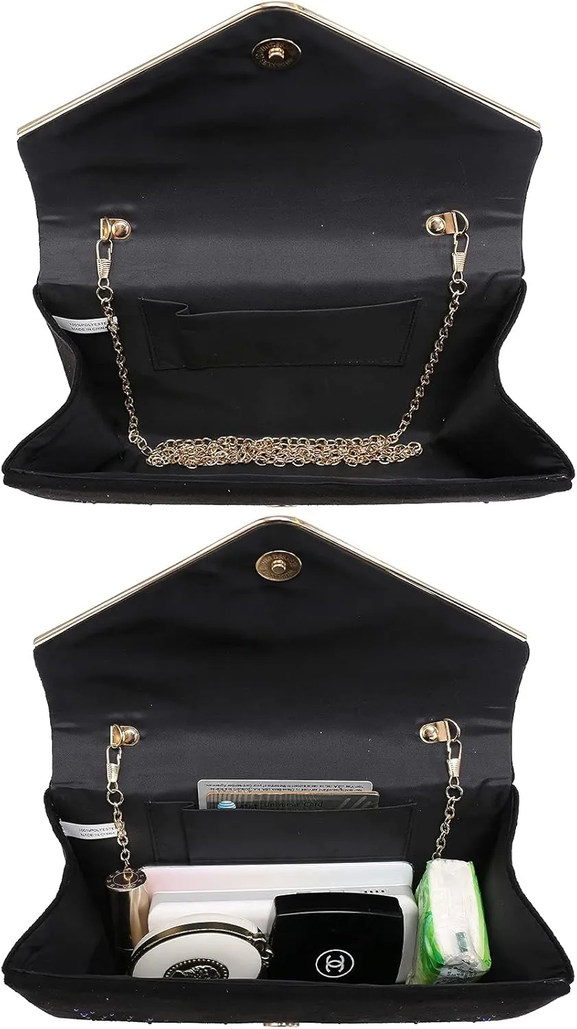 Dasein Women Rhinestone Evening Bag Faux Suede Clutch Formal Party Sparkly Purses Cocktail Wedding Handbag