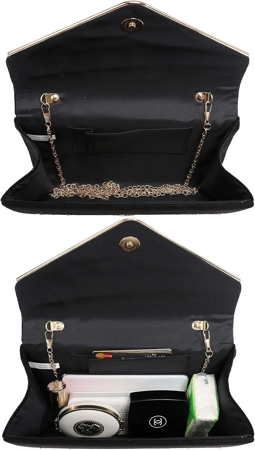 Dasein Women Rhinestone Evening Bag Faux Suede Clutch Formal Party Sparkly Purses Cocktail Wedding Handbag