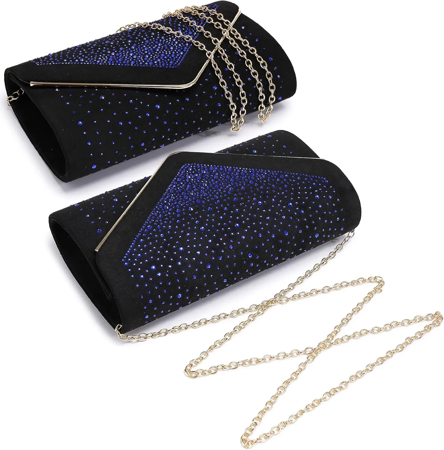 Dasein Women Rhinestone Evening Bag Faux Suede Clutch Formal Party Sparkly Purses Cocktail Wedding Handbag
