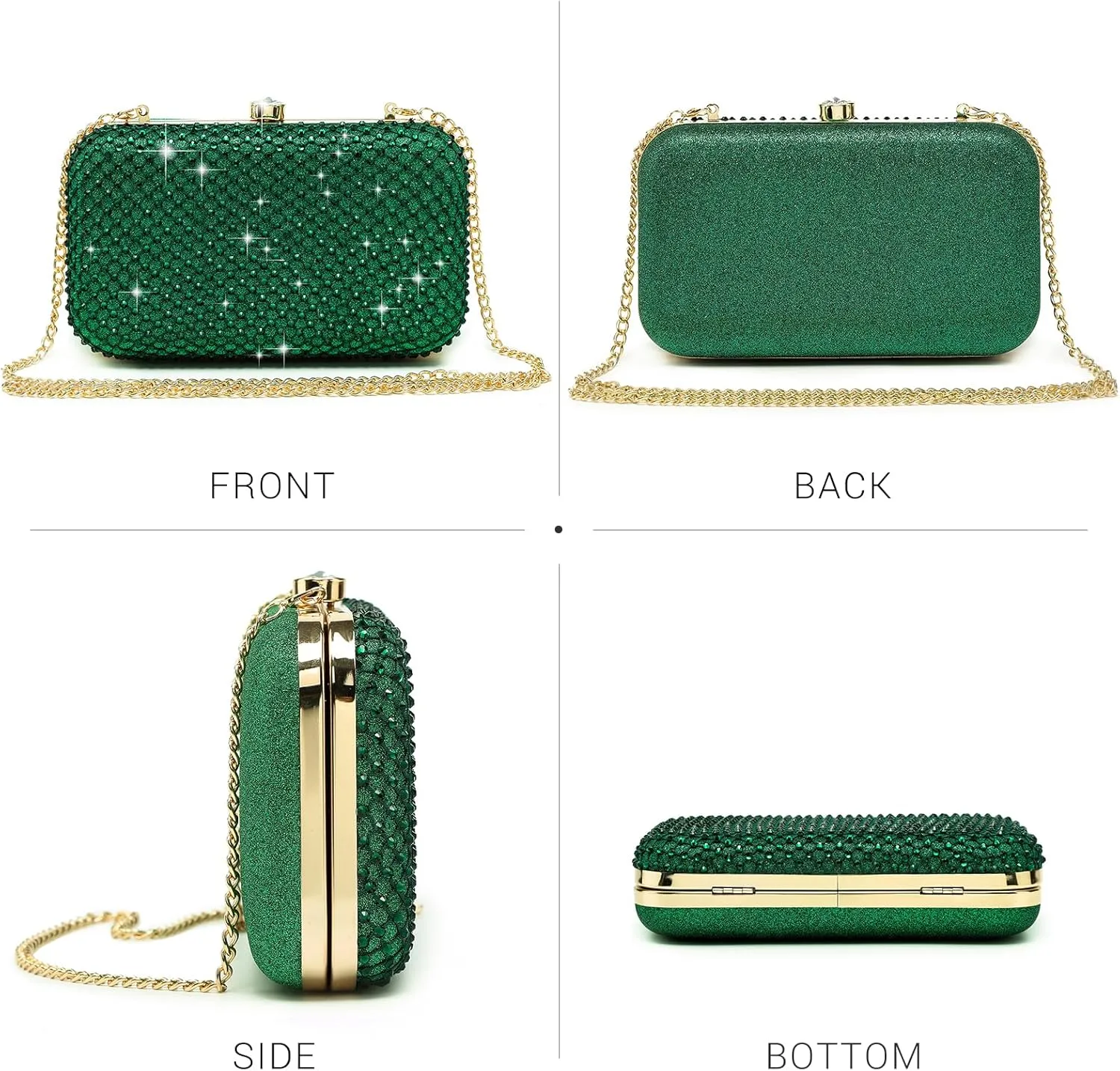 Dasein Womens Rhinestone Clutch Purse Sparkling Evening Bag with Crystal Clasp for Formal Prom Party Wedding