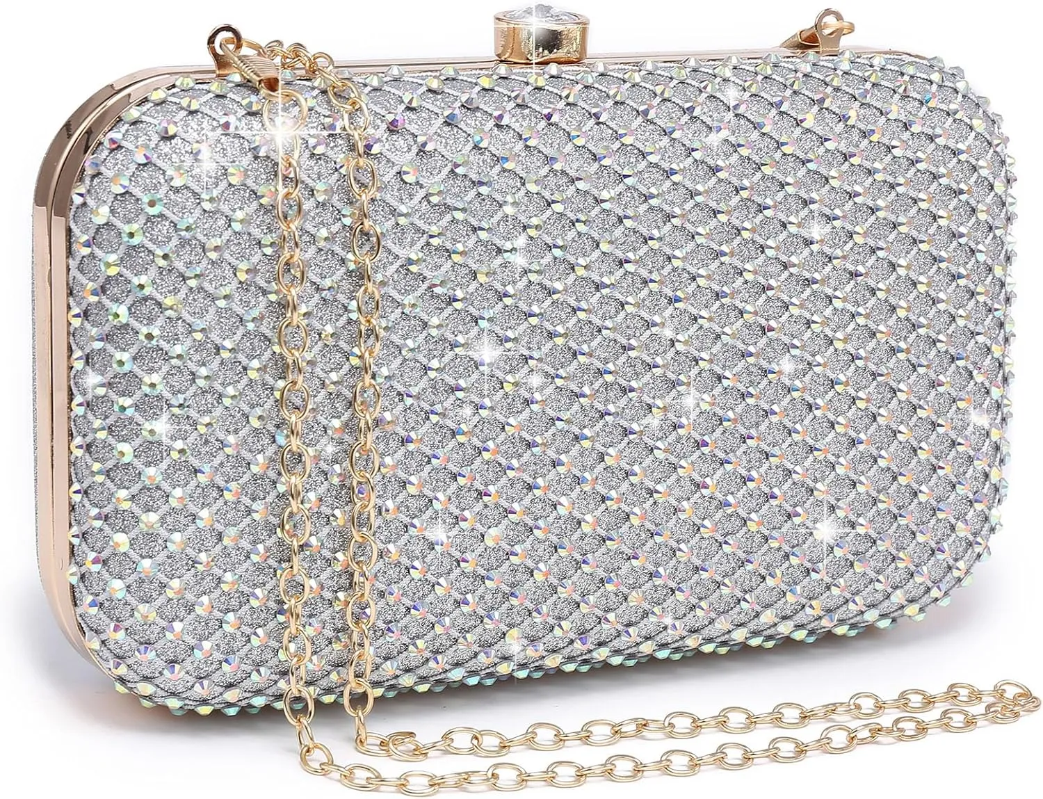 Dasein Womens Rhinestone Clutch Purse Sparkling Evening Bag with Crystal Clasp for Formal Prom Party Wedding