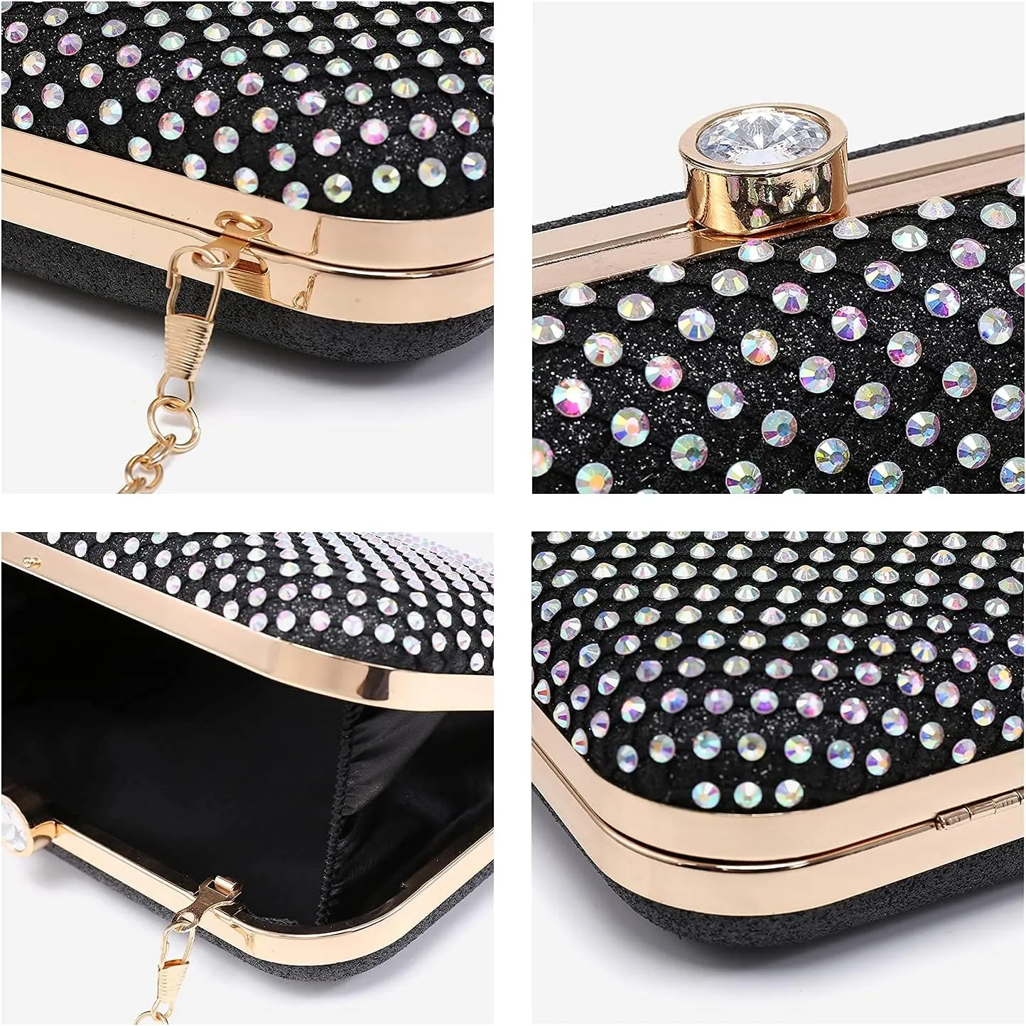 Dasein Womens Rhinestone Clutch Purse Sparkling Evening Bag with Crystal Clasp for Formal Prom Party Wedding