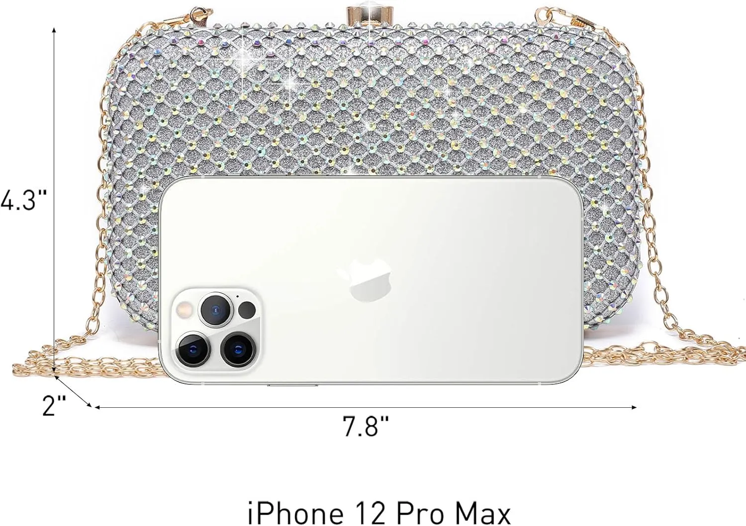 Dasein Womens Rhinestone Clutch Purse Sparkling Evening Bag with Crystal Clasp for Formal Prom Party Wedding