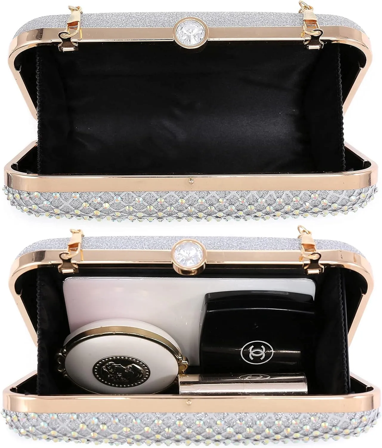 Dasein Womens Rhinestone Clutch Purse Sparkling Evening Bag with Crystal Clasp for Formal Prom Party Wedding