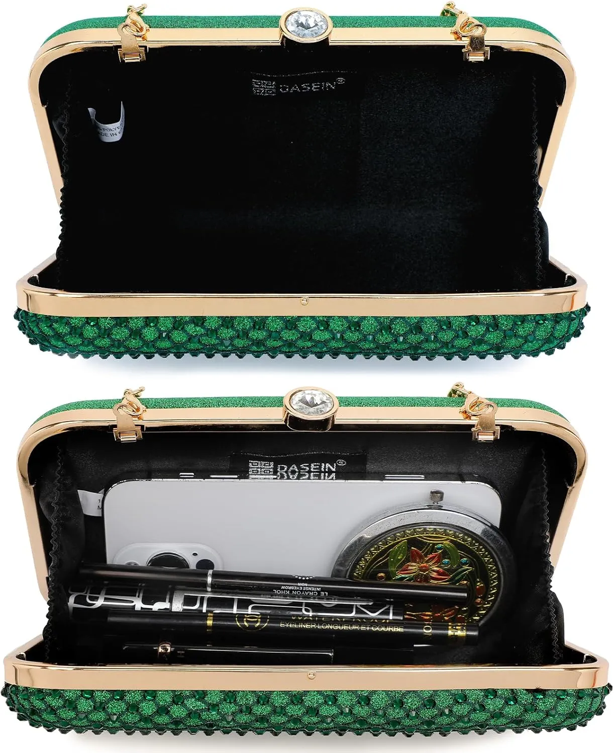 Dasein Womens Rhinestone Clutch Purse Sparkling Evening Bag with Crystal Clasp for Formal Prom Party Wedding