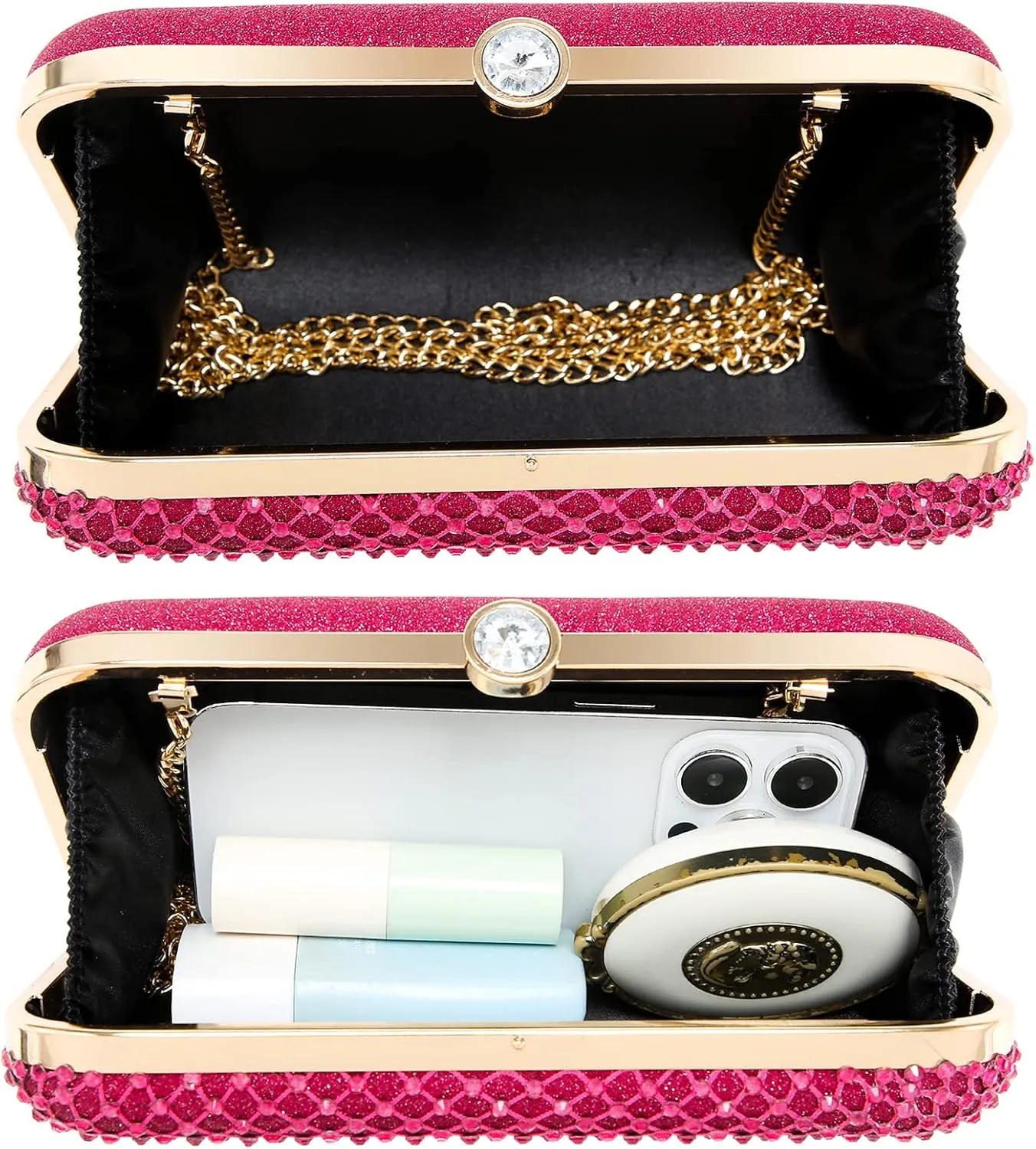 Dasein Womens Rhinestone Clutch Purse Sparkling Evening Bag with Crystal Clasp for Formal Prom Party Wedding