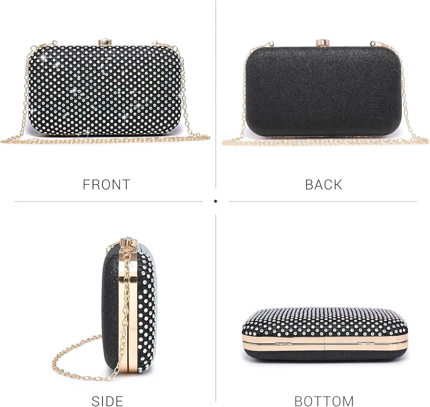 Dasein Womens Rhinestone Clutch Purse Sparkling Evening Bag with Crystal Clasp for Formal Prom Party Wedding