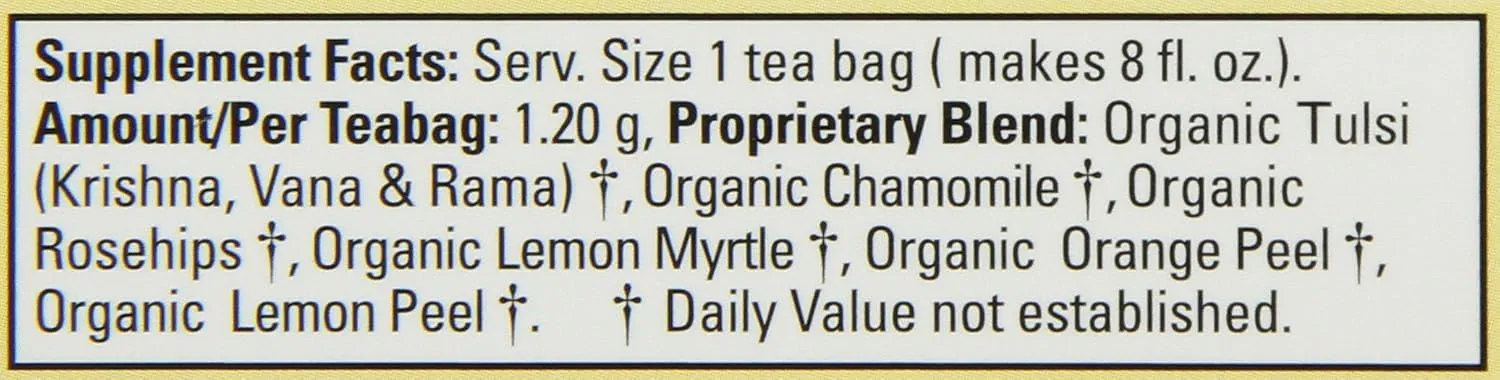 Davidson's Organics, Tulsi Chamomile Flower, 8-count Tea Bags, Pack of 12