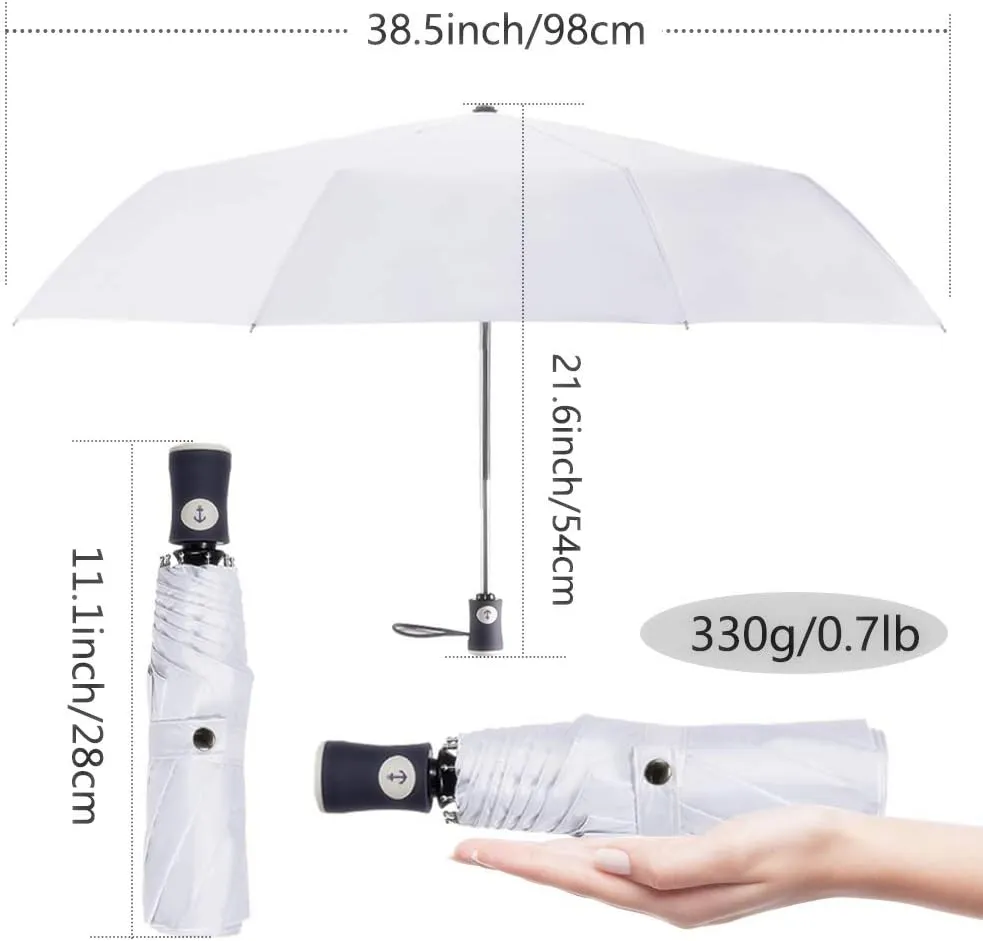 DBA FDJASGY Sun Umbrella Compact Folding Travel Umbrella Auto Open and Close for Windproof, Rainproof & 99.9% UV Protection Parasol with Black Anti-UV Coating