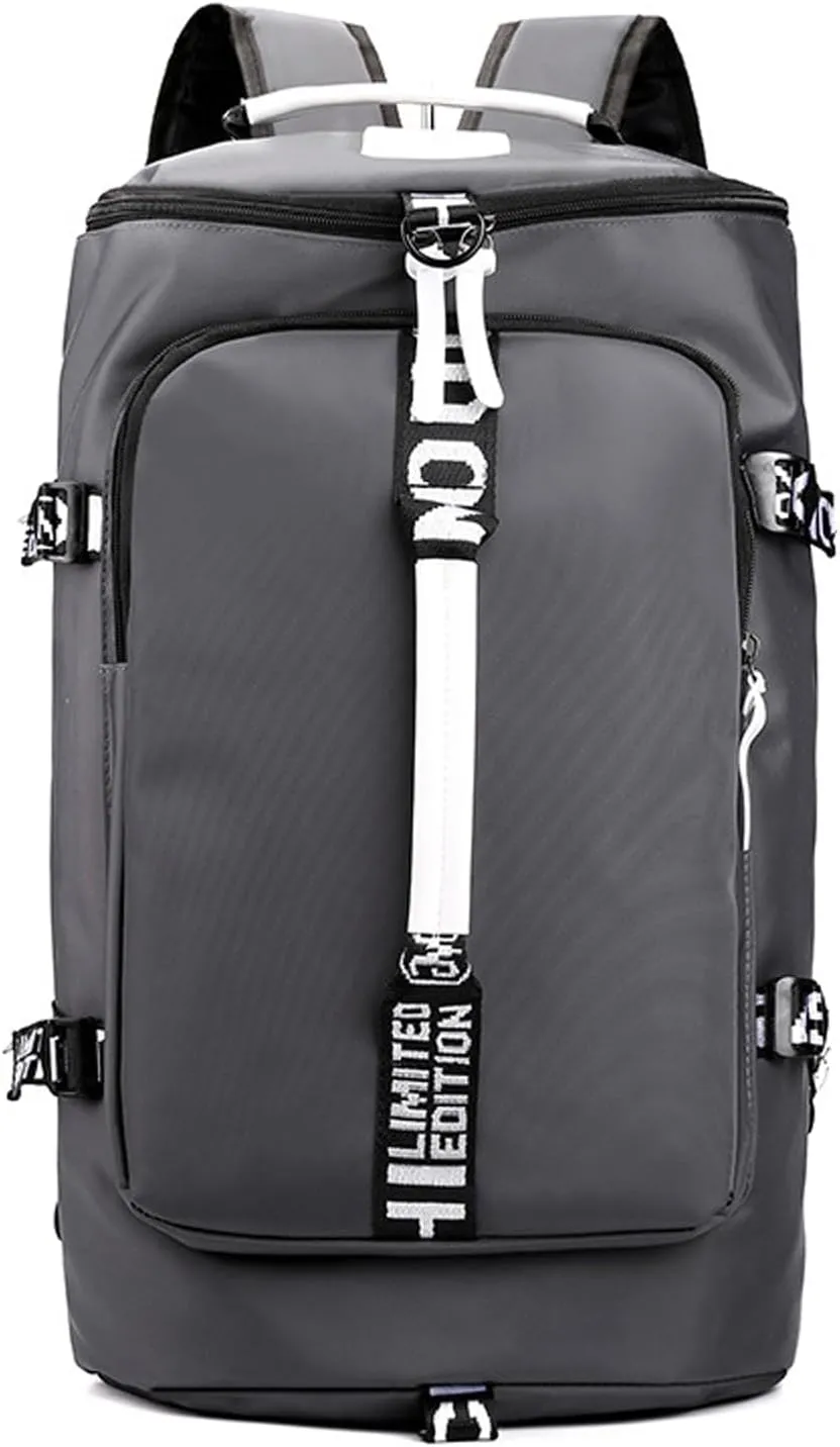 DEARART Sport Backpack Duffel Bags Waterproof with Shoes Compartment, Four Fashion Carried Ways for Travel Sport Gym, 45L, Grey