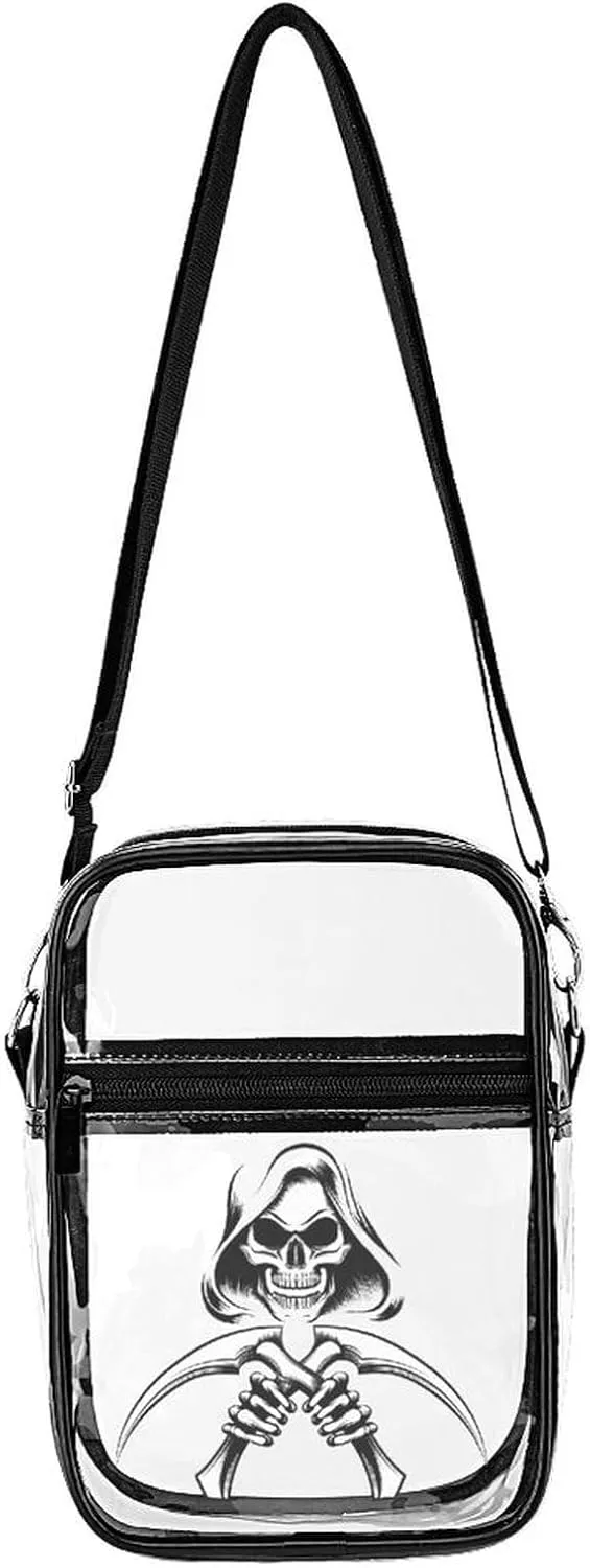 Death Grim Reaper Clear Stadium Crossbody Bags Adjustable Strap Shoulder Purse for Women and Men