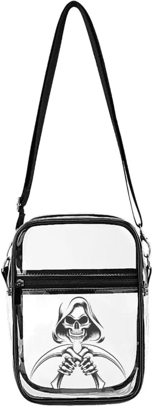 Death Grim Reaper Clear Stadium Crossbody Bags Adjustable Strap Shoulder Purse for Women and Men