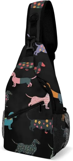 Dechshund Sling Backpack Man Womens Crossbody Backpack Chest Bag Cycling Daypack Shoulder Bag Small Cross Body Bags Leisure Backpacks