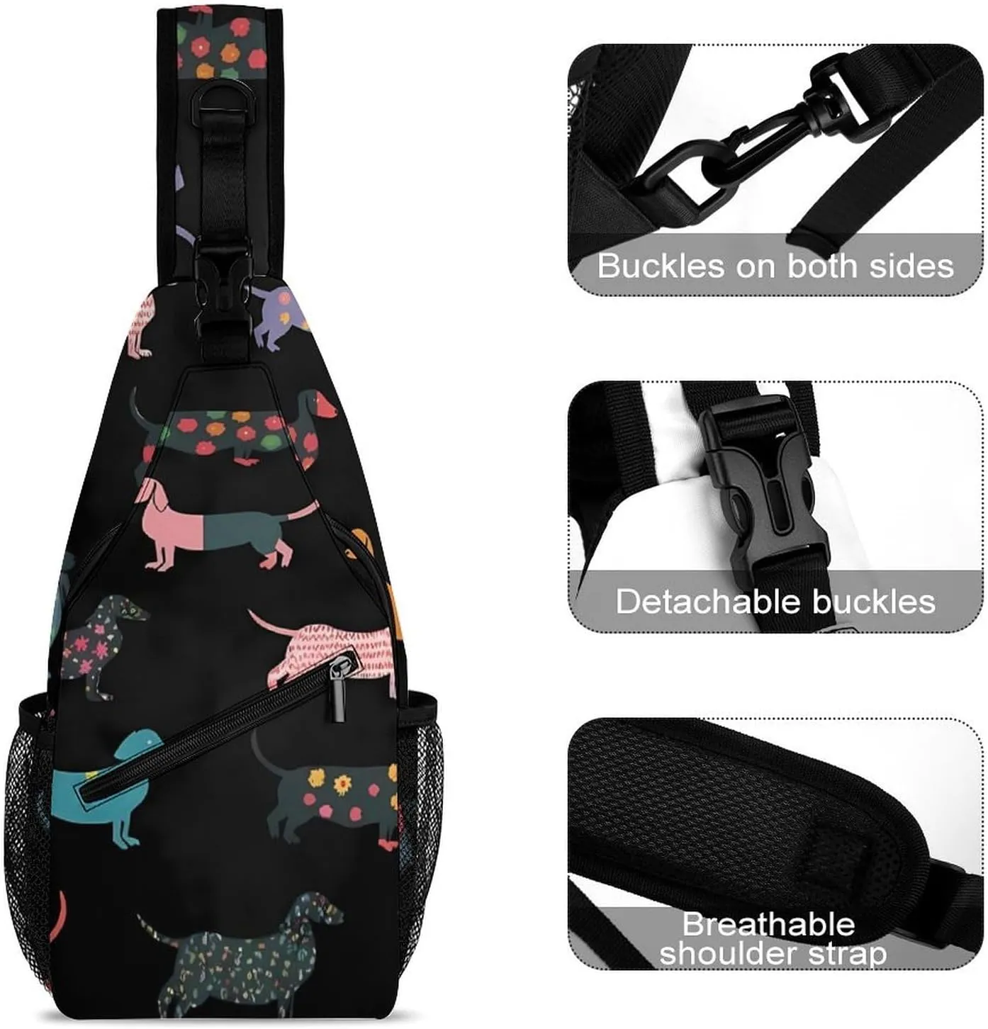 Dechshund Sling Backpack Man Womens Crossbody Backpack Chest Bag Cycling Daypack Shoulder Bag Small Cross Body Bags Leisure Backpacks