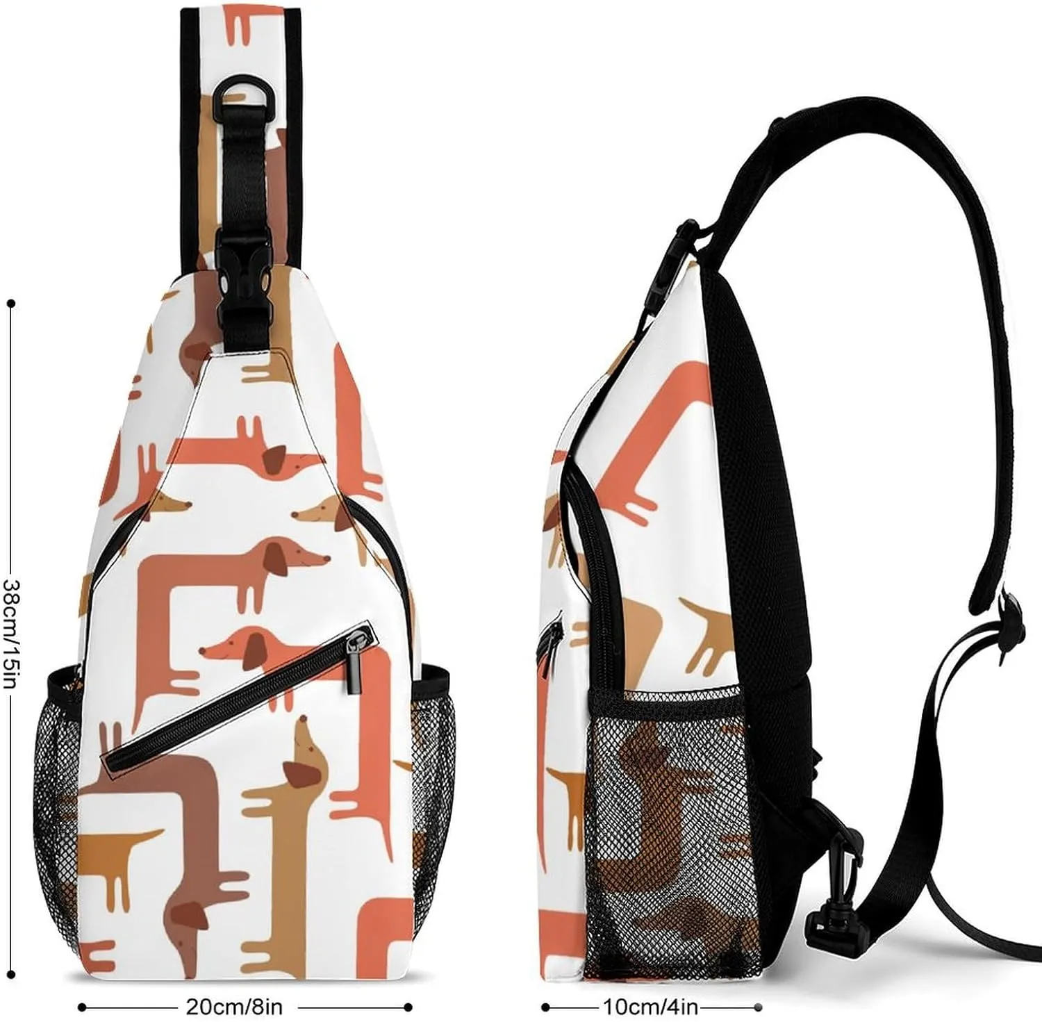 Dechshund Sling Backpack Mans Woman Crossbody Backpack Chest Bag Cycling Daypack Shoulder Bag Small Cross Body Bags Outdoor Backpacks