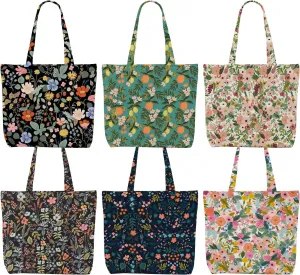 Decohim Multiple Packs Floral Japanese Print Canvas Tote Bag Reusable Grocery Bags Gifts for Women Girls Birthday Christmas