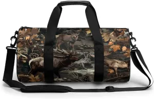 Deer Hunting Camouflage Bear Gym Bag Lightweight Duffel Bag Workout Bag Overnight Backpack Travel Bags for Men Women