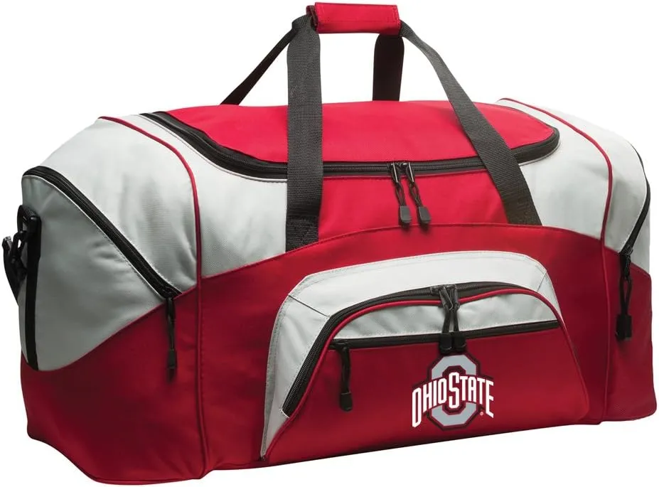 DELUXE Ohio State University Suitcase Duffel Bag or LARGE OSU Buckeyes Gym Bag Gear Duffle (Red)