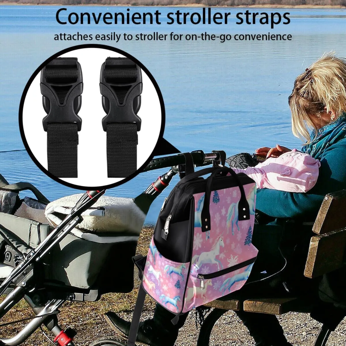 Diaper Bag Backpack for Mon and Dad Cute Horses Travel Diaper Tote Bags Multi Function Waterproof Backpacks Newborn Essentials