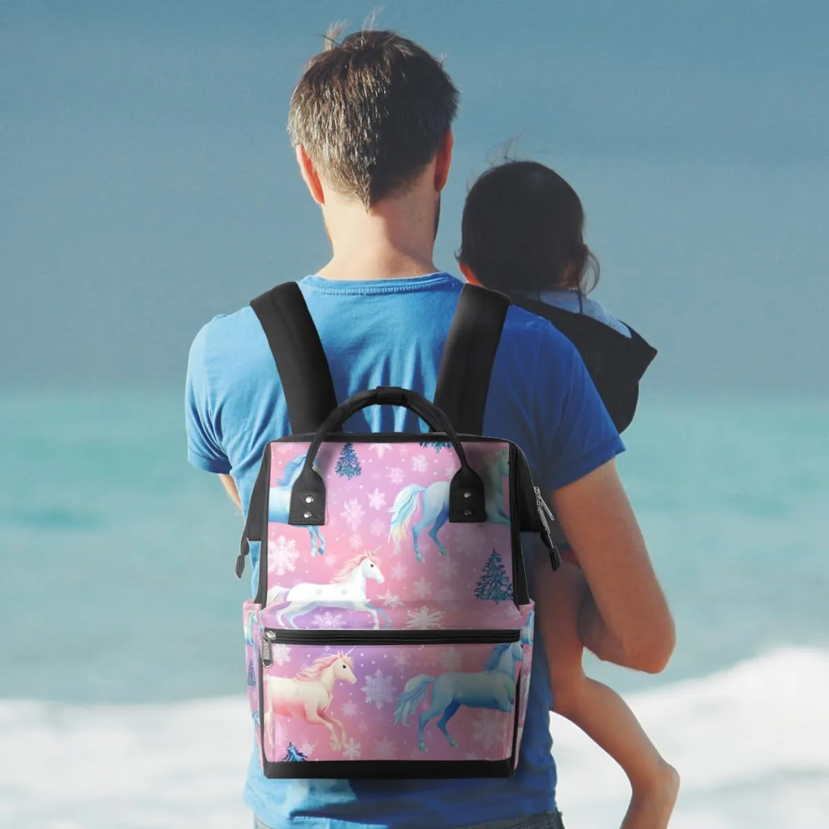 Diaper Bag Backpack for Mon and Dad Cute Horses Travel Diaper Tote Bags Multi Function Waterproof Backpacks Newborn Essentials