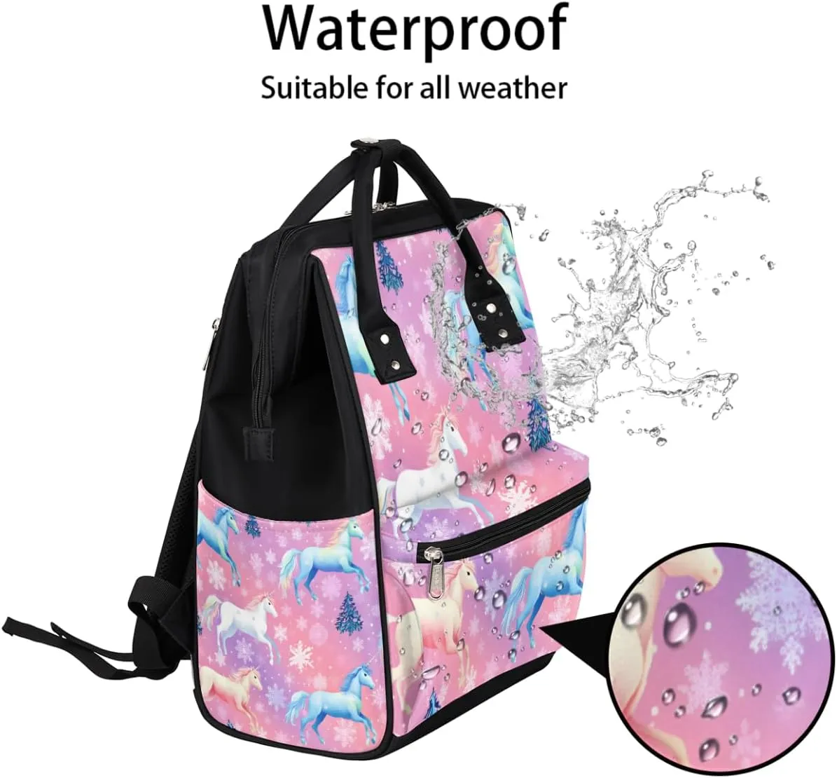 Diaper Bag Backpack for Mon and Dad Cute Horses Travel Diaper Tote Bags Multi Function Waterproof Backpacks Newborn Essentials