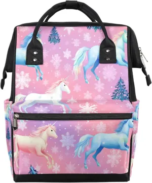 Diaper Bag Backpack for Mon and Dad Cute Horses Travel Diaper Tote Bags Multi Function Waterproof Backpacks Newborn Essentials
