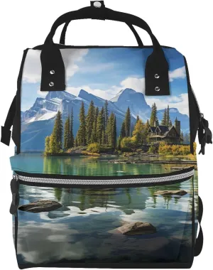 Diaper Bag Backpack Spirit Island in Maligne Lake Nappy Backpack Maternity Baby Nappy Bag Changing Bags for Travel