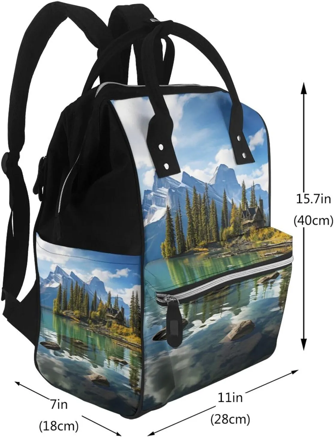 Diaper Bag Backpack Spirit Island in Maligne Lake Nappy Backpack Maternity Baby Nappy Bag Changing Bags for Travel
