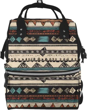 Diaper Bag Nappy Backpack Baby Bag Cactus Floral Bloom Mummy Backpack Multifunction Changing Bags for Travel, Native American Patterns, One Size