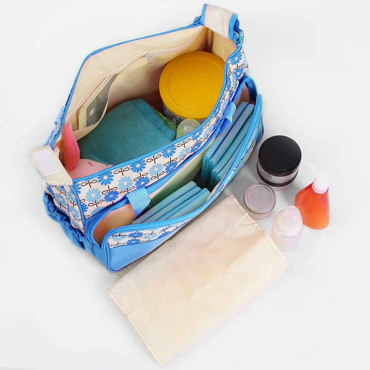 Diaper Bag Tote Set for Baby Boy,5 Piece Diaper Changing Totes Set with Changing Pad, Large Travel Diaper Tote for Mom and Dad, Multifunction Baby Bag for Boys and Girls