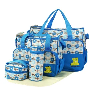 Diaper Bag Tote Set for Baby Boy,5 Piece Diaper Changing Totes Set with Changing Pad, Large Travel Diaper Tote for Mom and Dad, Multifunction Baby Bag for Boys and Girls