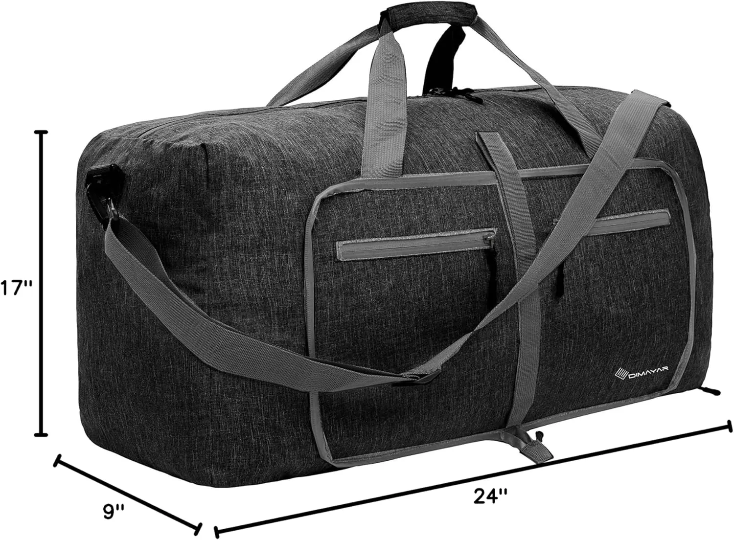 Dimayar 65L Travel Duffle Bag for Men Women - Foldable Duffel Bag with Shoes Compartment - Overnight Bags Waterproof & Tear Resistant(Black)