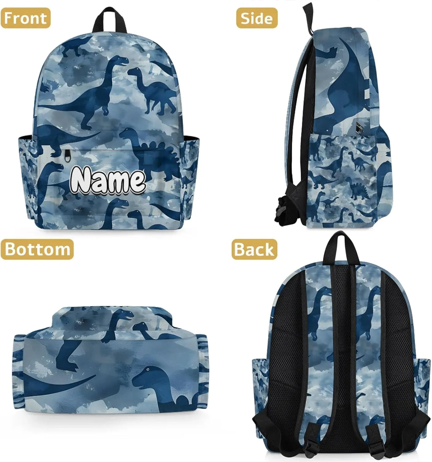 Dinosaurs Personalized Backpack Bag with Name Lightweight Custom Shoulder Bags Waterproof Casual Backpacks Travel Laptop Bag 15.1in