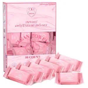 Disposable Towel, Thicken Compressed Towel Large, Soft Facial Washcloth Reusable Portable Cotton Tissue for Travel,Camping,Hiking,Hotel,Beauty Salon,Outdoor Activities(Pink 50PCS)