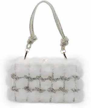 DJBM Clear Acrylic Clutch Sparkle Rhinestone Evening Bag Glitter Crystal-Embellished Rope Knot Handbag Purse for Party Prom