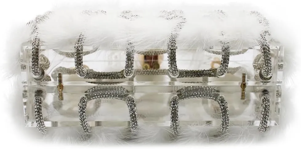 DJBM Clear Acrylic Clutch Sparkle Rhinestone Evening Bag Glitter Crystal-Embellished Rope Knot Handbag Purse for Party Prom