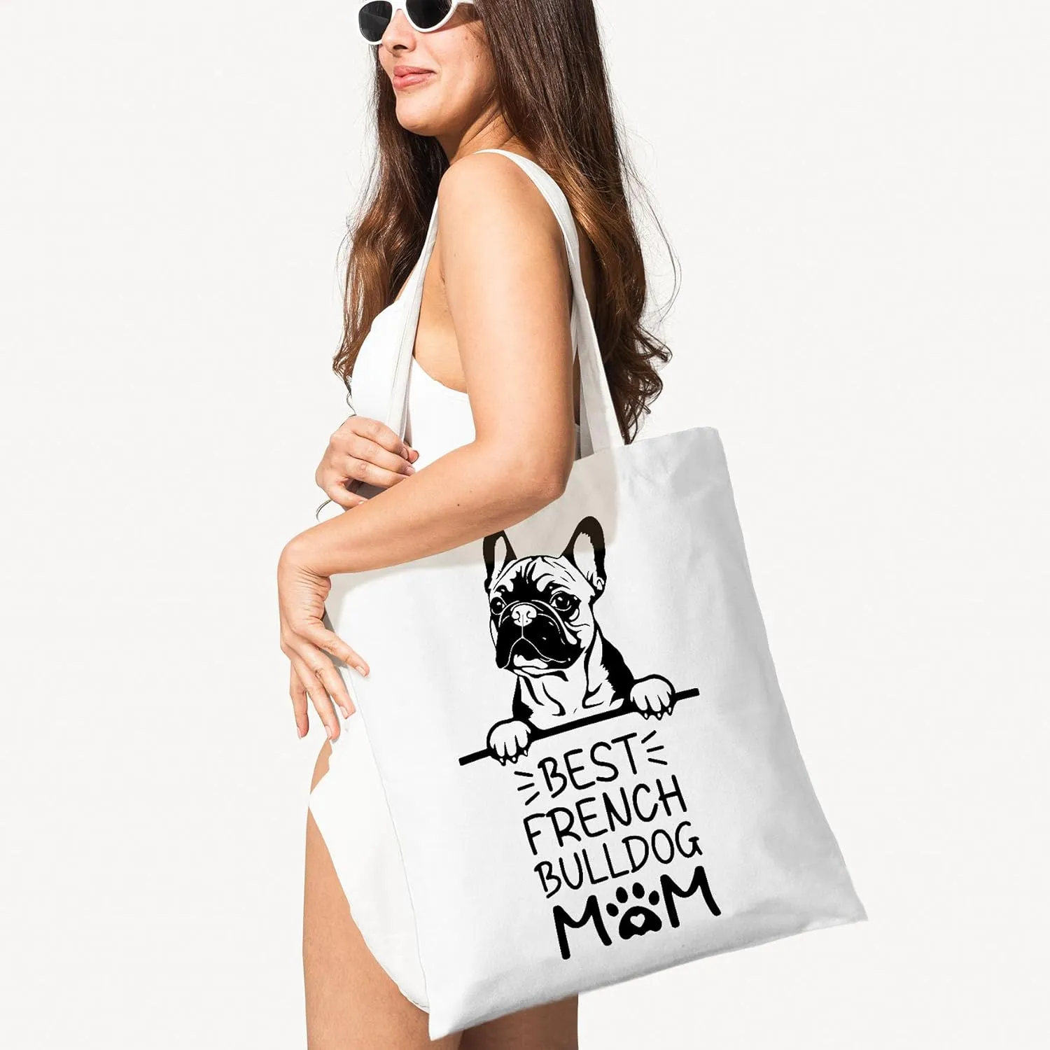 Dog Mom Canvas Tote Bag for Women, Dogs Lover Gift for Dog Mom, Birthday Christmas Dog Themed Gifts For Women.