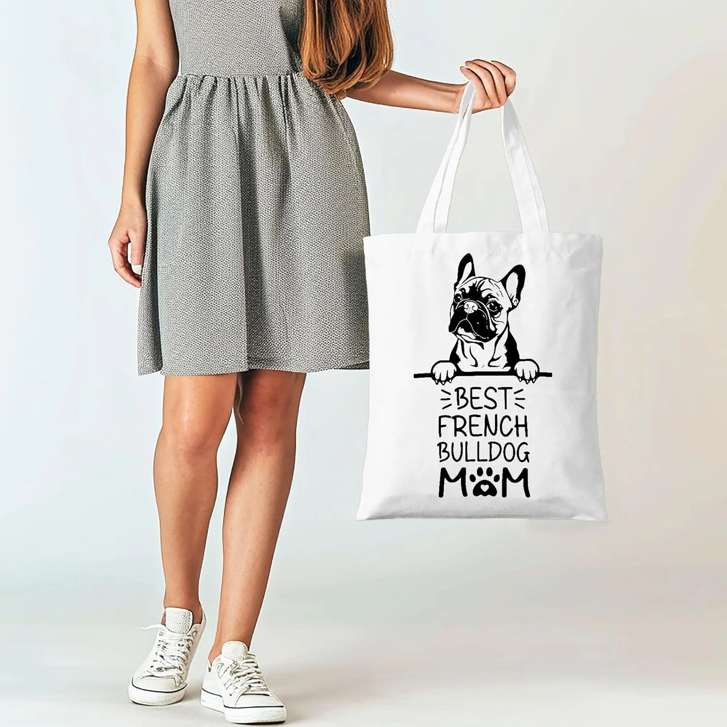 Dog Mom Canvas Tote Bag for Women, Dogs Lover Gift for Dog Mom, Birthday Christmas Dog Themed Gifts For Women.