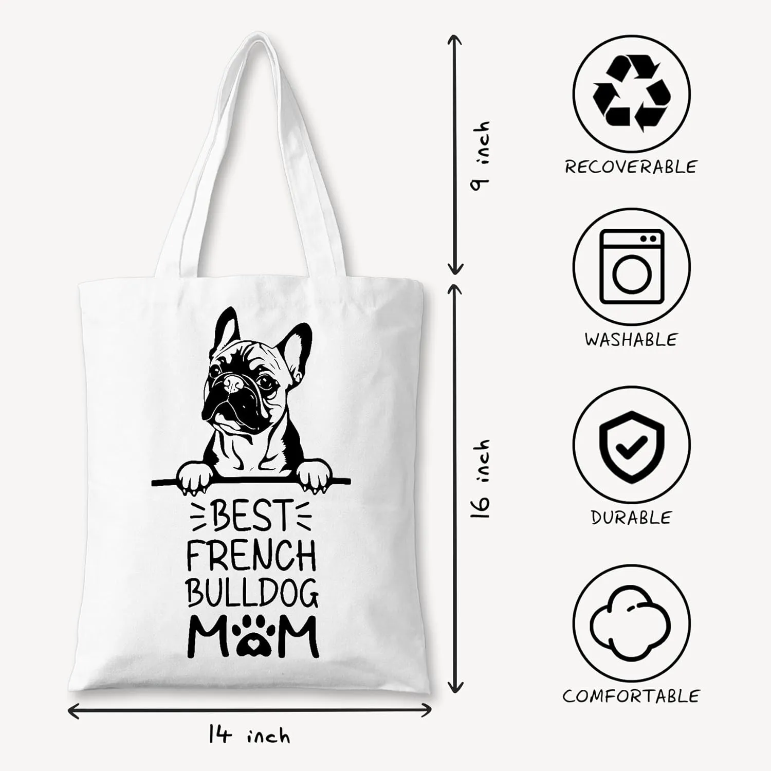Dog Mom Canvas Tote Bag for Women, Dogs Lover Gift for Dog Mom, Birthday Christmas Dog Themed Gifts For Women.
