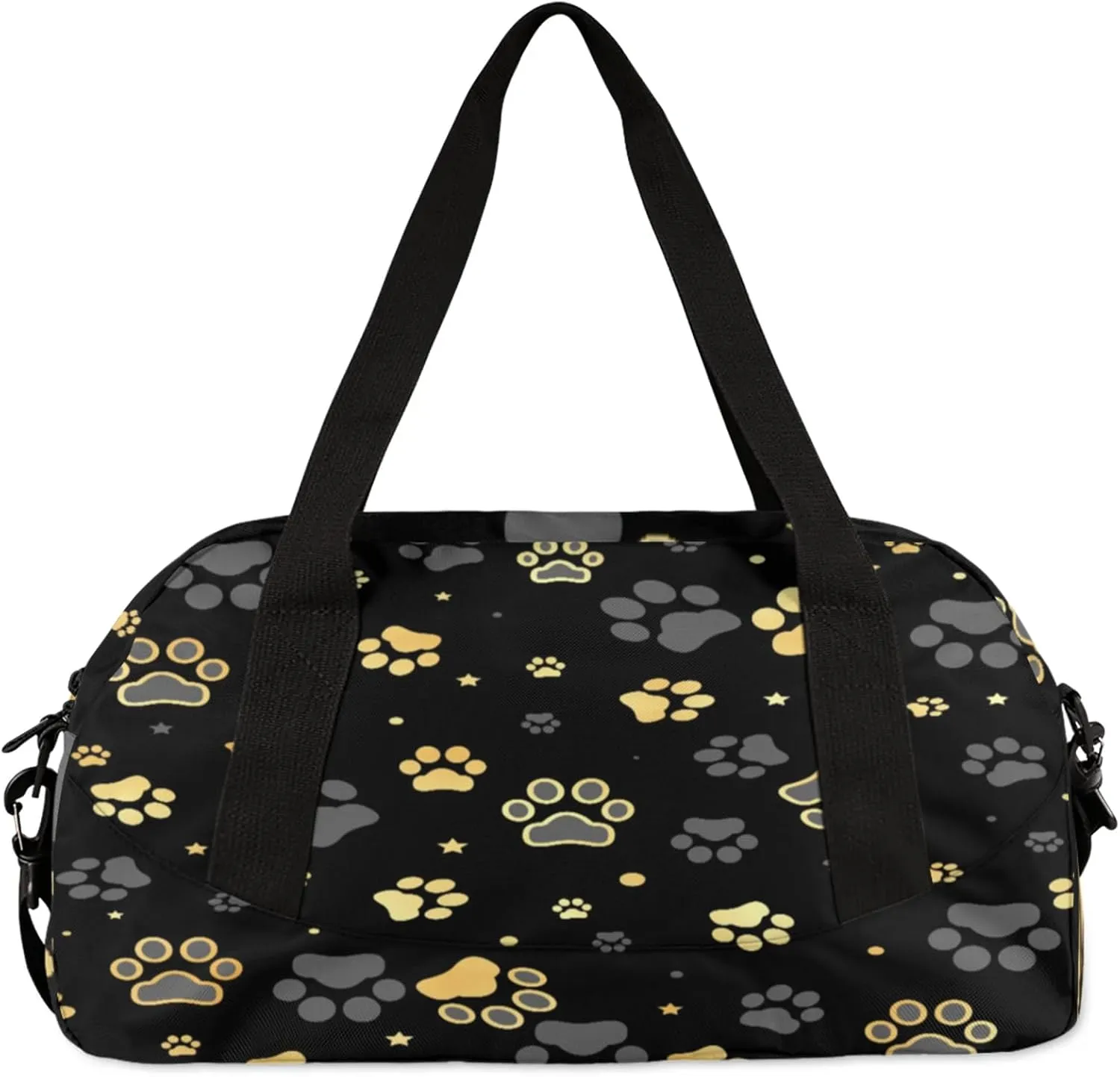 Dog Paw Pattern Kids Duffel Bag Lightweight Waterproof Sports Gym Bag with Front Zipper Pocket Foldable Weekender Overnight Bag for School Practice Gymnastic Ballet