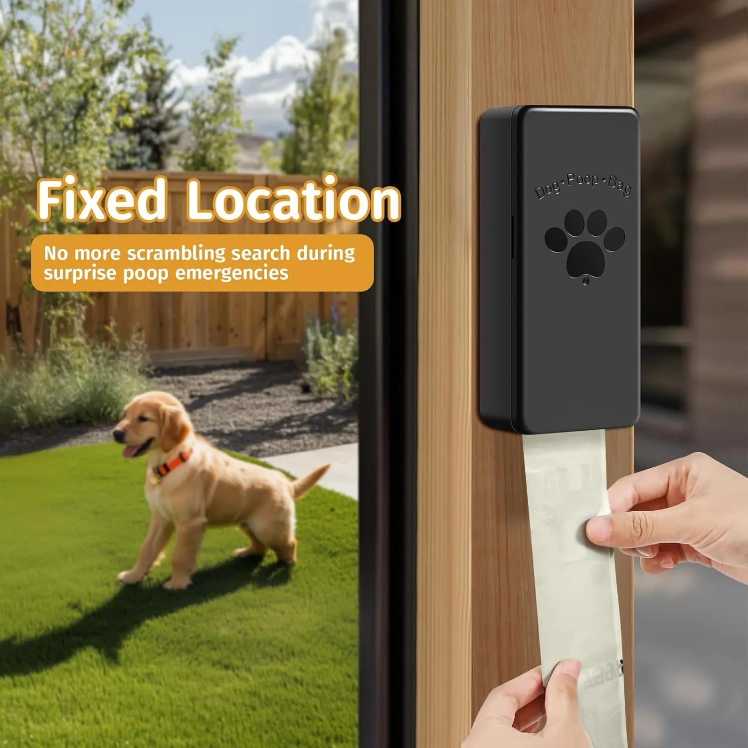 Dog Poop Bag Dispenser, Wall-Mounted Dog Bag dispenser Outdoor or Indoor for Doggy and Pets, Black Dog Poop Bag Holder for Yard and Park, Included 4 Rolls (60 Bags)