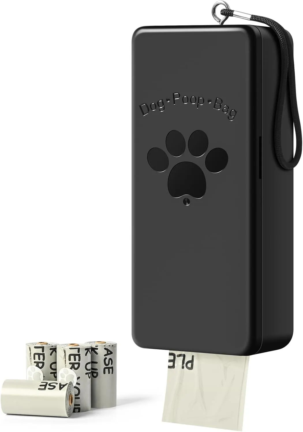 Dog Poop Bag Dispenser, Wall-Mounted Dog Bag dispenser Outdoor or Indoor for Doggy and Pets, Black Dog Poop Bag Holder for Yard and Park, Included 4 Rolls (60 Bags)