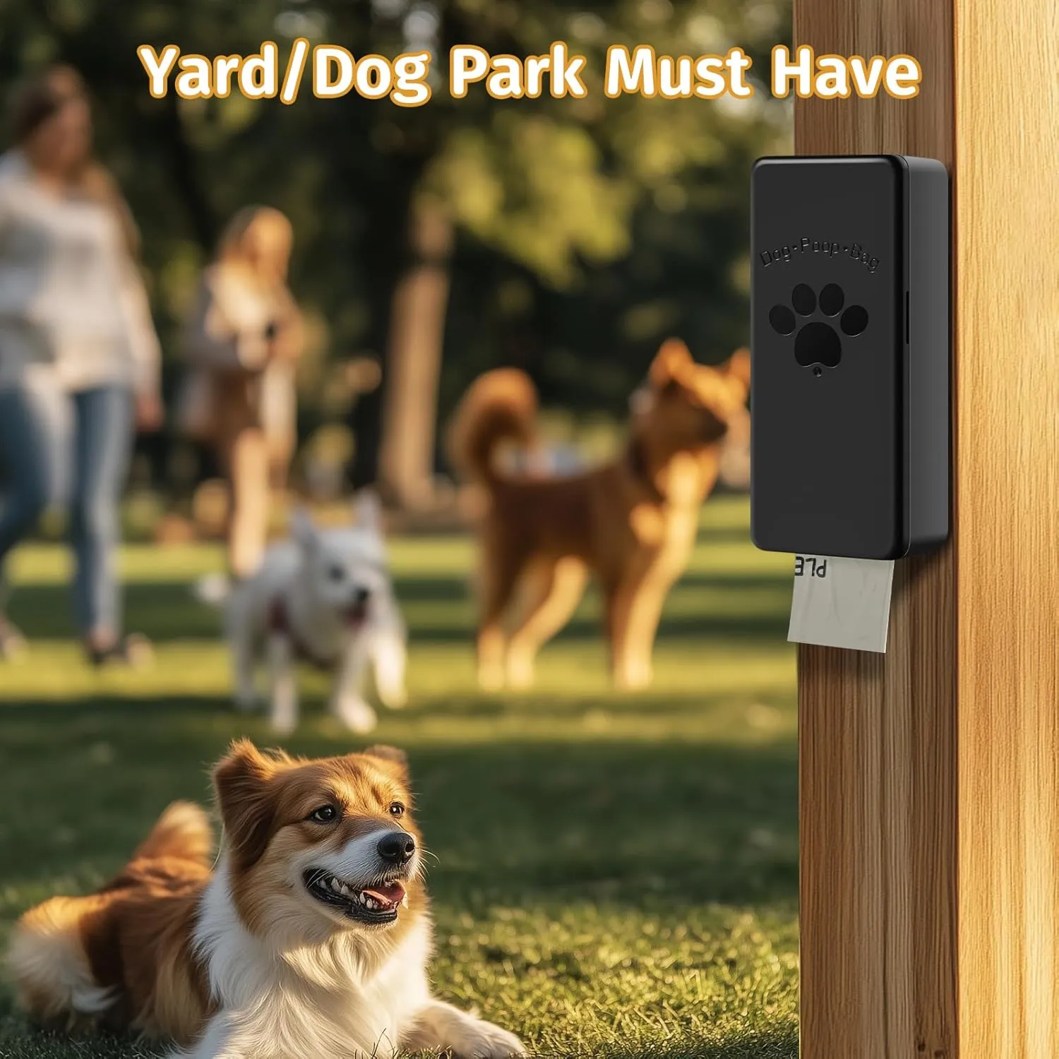 Dog Poop Bag Dispenser, Wall-Mounted Dog Bag dispenser Outdoor or Indoor for Doggy and Pets, Black Dog Poop Bag Holder for Yard and Park, Included 4 Rolls (60 Bags)