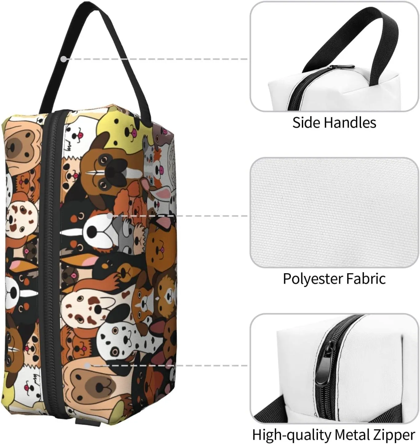 Dog Toiletry Bag Travel Cosmetic Bags Women Men Makeup Pouch Present Storage Waterproof with Zipper