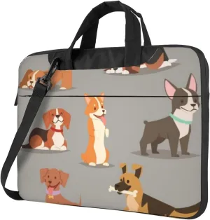 Dogs Breed Cute Puppy Durable 13-15.6 Inch Laptop Bag For Man And Women, Computer Messenger Bag, Trendy Shoulder Strap Design