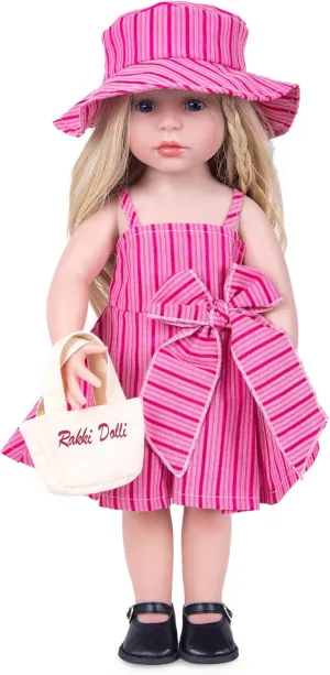 Doll Clothes Accessories 4 Pcs Set with Pink Princess Dresses Striped Camisole Dress Halter Dress & Hat & White Underwear & Fashion Canvas Handbag (Doll & Shoes Not Included)
