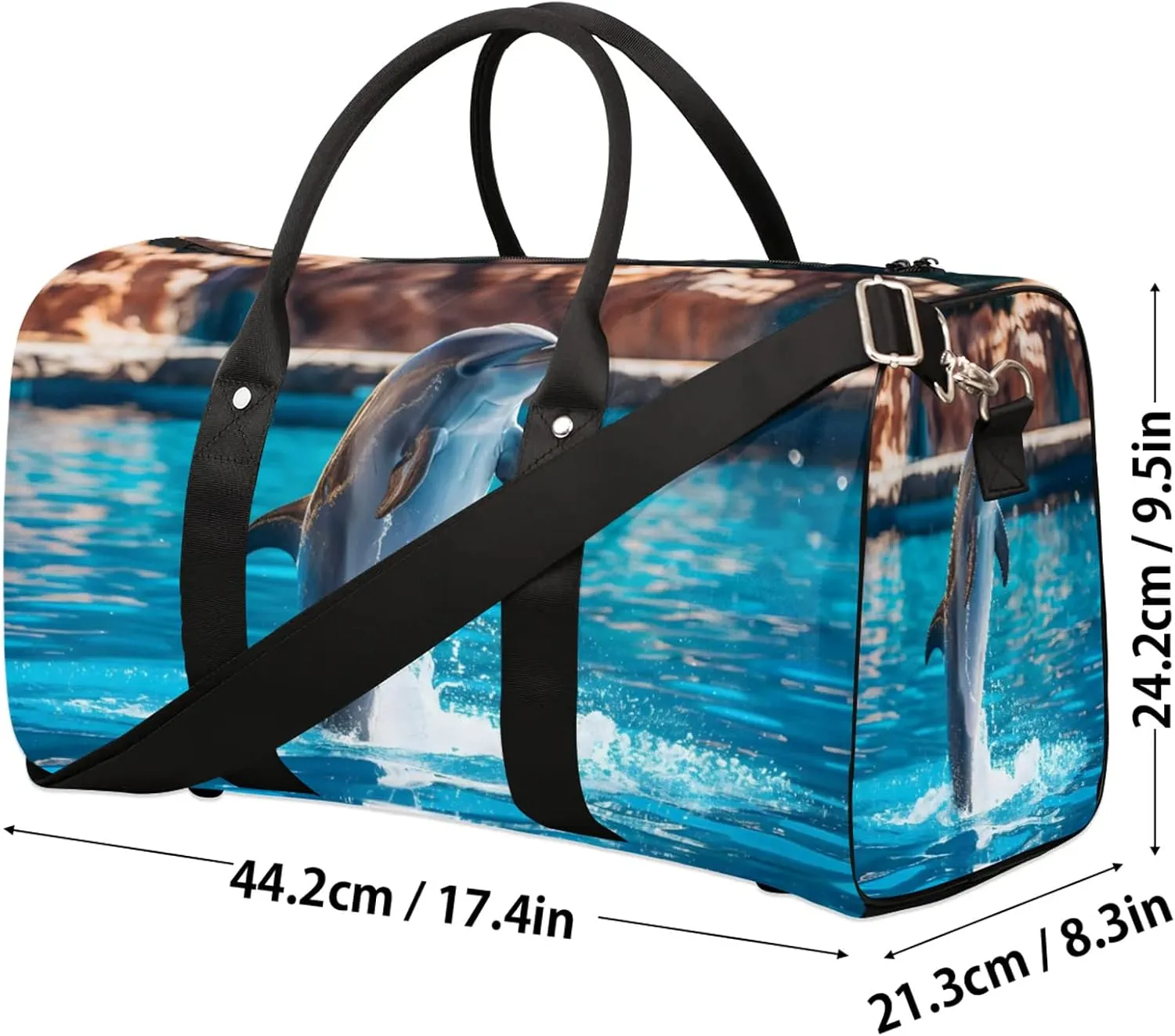Dolphin Travel Bag for Men Women, Gym Duffle Bags for Travel, Carry On Luggage Bag, Weekender Overnight Workout Bags