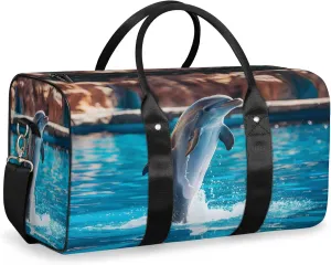 Dolphin Travel Bag for Men Women, Gym Duffle Bags for Travel, Carry On Luggage Bag, Weekender Overnight Workout Bags